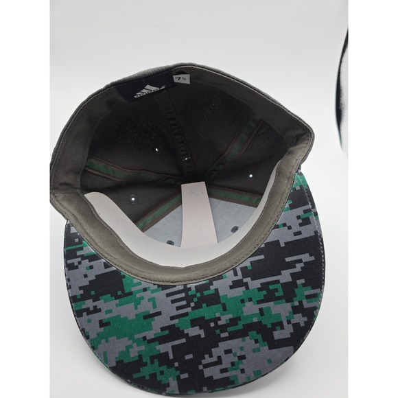 Adidas Flat Visor Flex Cap Mens 7 1/8 Miami Hurricanes NCAA Green Digital Camo - Picture 4 of 6